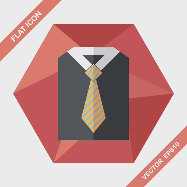 商务衬衫和领带的图标长阴影，eps10图片下载