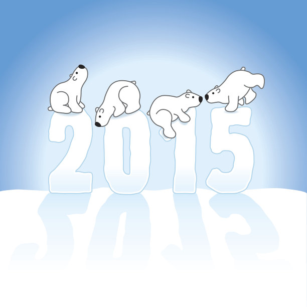 2015年，四只北极熊在冰上保持平衡图片下载