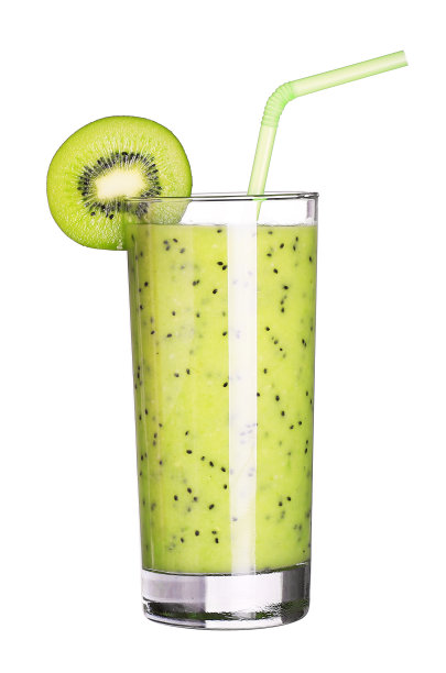 健康的猕猴桃口味冰沙在白色的背景图片下载