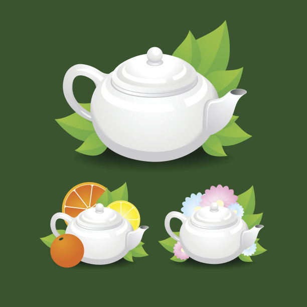 白色茶壶。矢量图图片下载