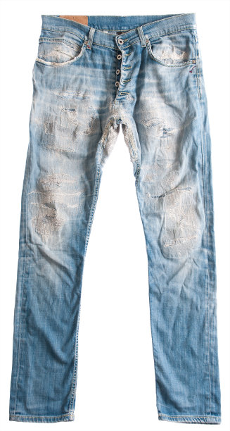 破旧的牛仔裤裤子上的白色图片下载