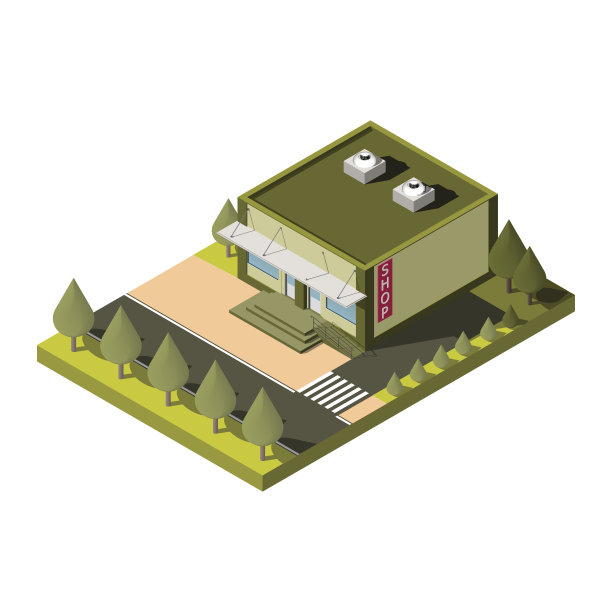 矢量孤立的等距商店建筑图标。每股收益10图片下载