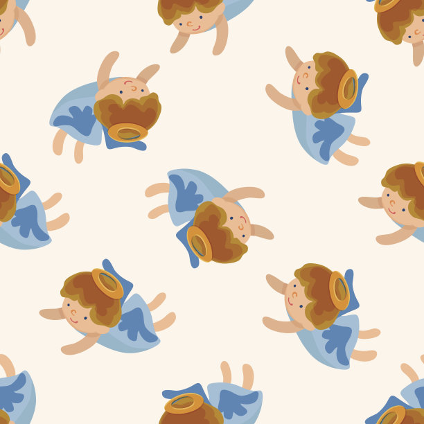 天使卡通设计，卡通无缝图案背景图片下载