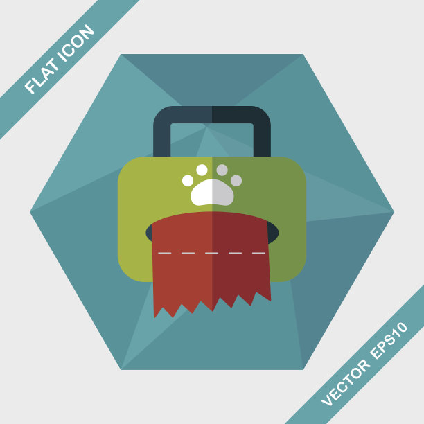 宠物风格纸巾盒扁平图标与长影子，eps10图片下载