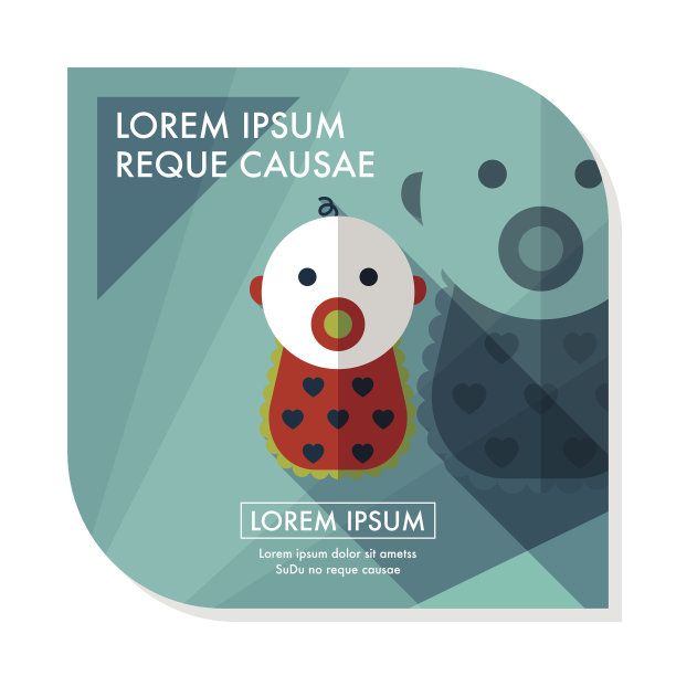 婴儿平图标与长影子，eps 10图片下载