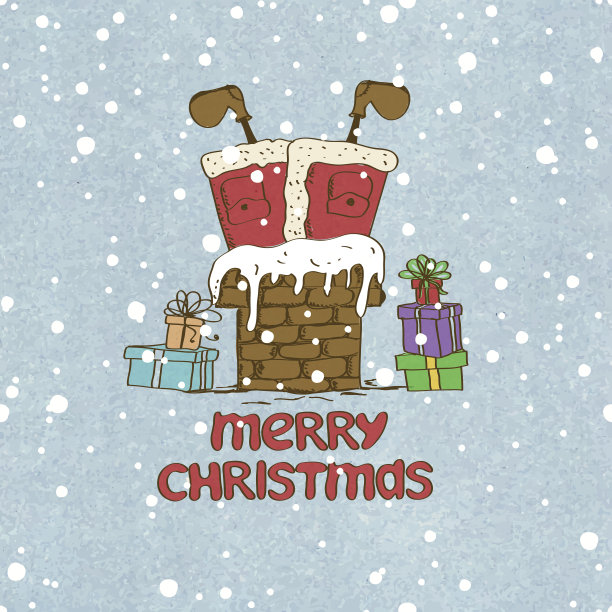 圣诞老人被卡在烟囱里图片下载