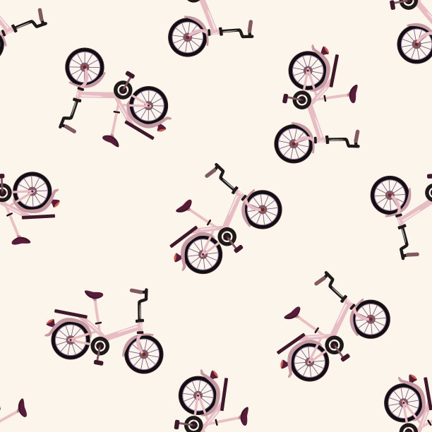 自行车卡通图案设计，卡通无缝图案背景图片下载