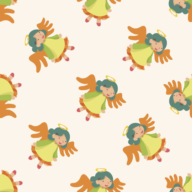 天使卡通设计，卡通无缝图案背景图片下载