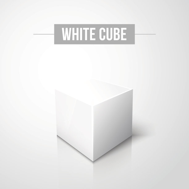 白色的立方体在白色的背景反射图片下载