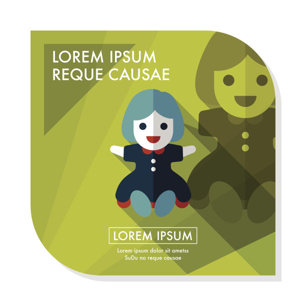 女孩娃娃玩具的图标与长影子，eps 10图片下载