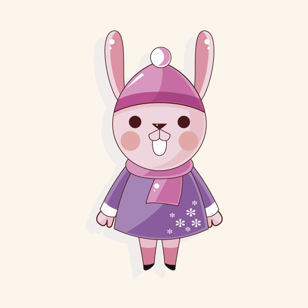 动物兔冬季卡通主题元素图片下载