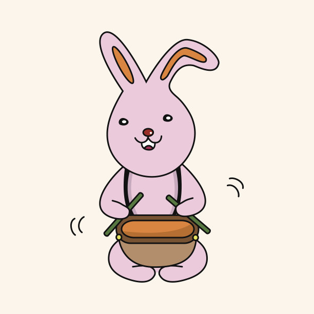 动物兔子演奏乐器卡通主题元素图片下载