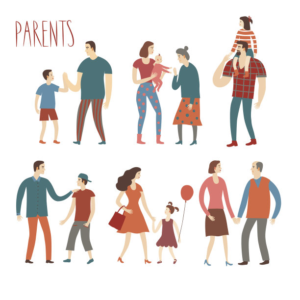 一套卡通父母和孩子图片下载