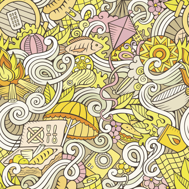 野餐涂鸦无缝图案图片下载