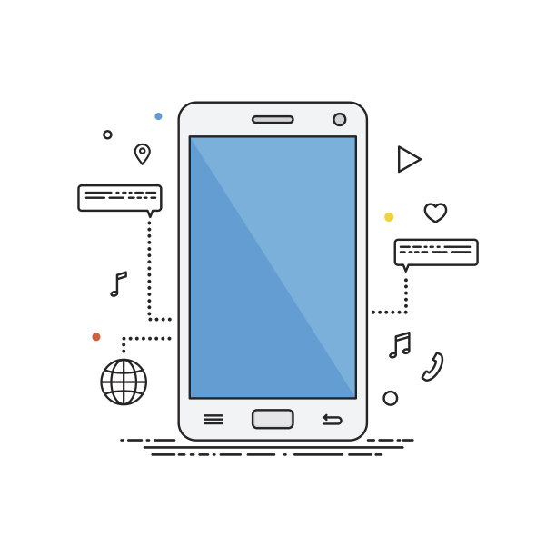 智能手机系列设计插图。智能手机向量持平。图片下载