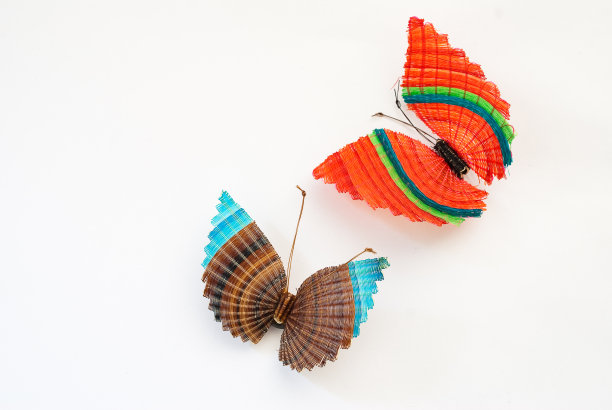 彩蝶上面的水彩画在纹理纸上图片下载