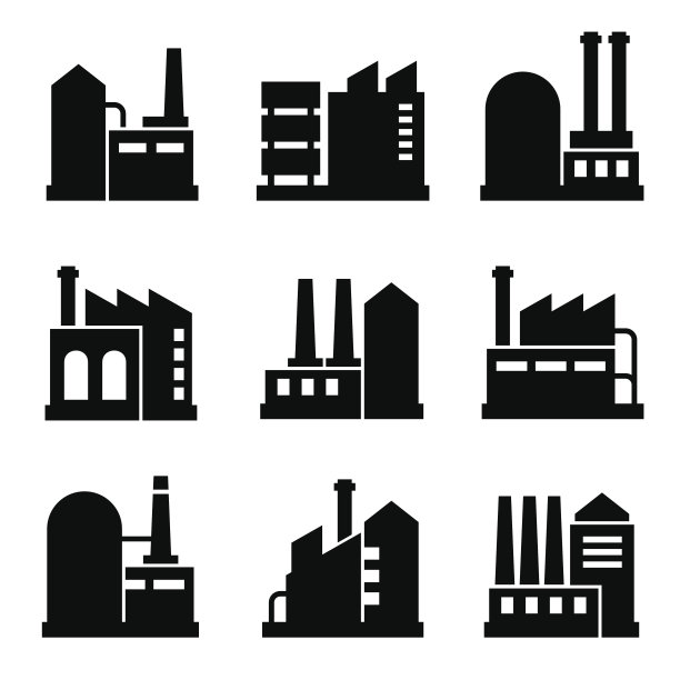 工厂和电力工业建筑图标合集2（矢量图）图片下载