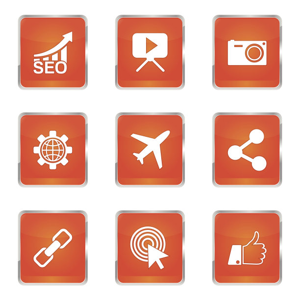 SEO互联网标志方形矢量橙色图标设计集图片下载
