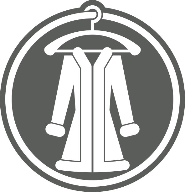 女人外套上衣架向量图标。图片下载