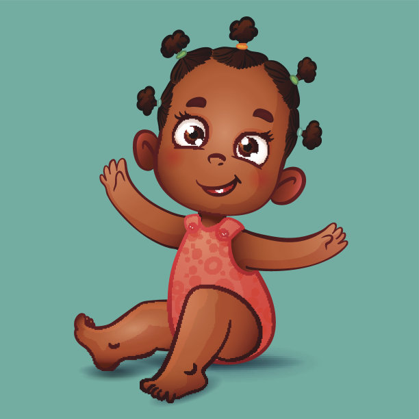 可爱的非裔美国女婴。张开双臂的快乐孩子图片下载