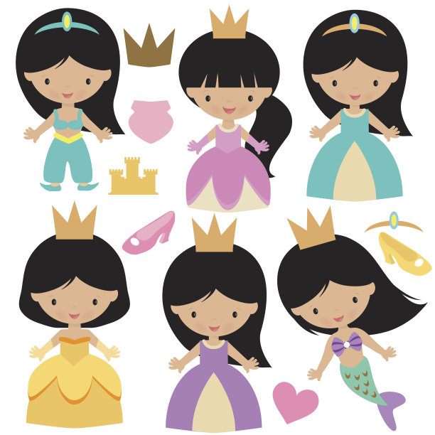可爱的公主矢量插图图片下载