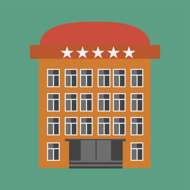酒店建筑平面彩色矢量插图图标图片下载