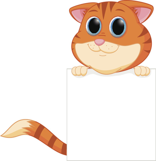 可爱的卡通猫与空白标志图片下载