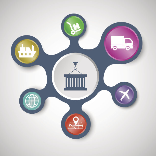 物流信息图表模板与连接的元球图片下载