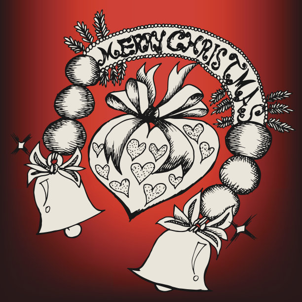 圣诞快乐，涂鸦标签图片下载