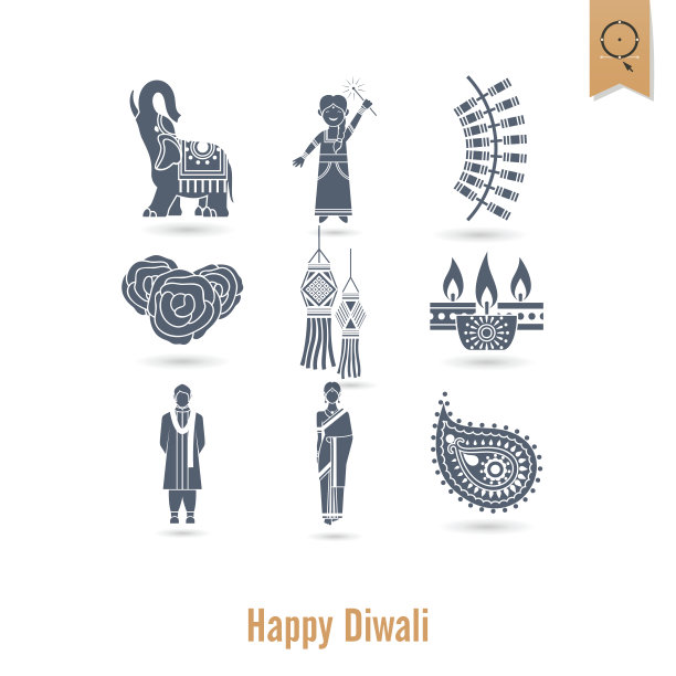 排灯节。印度节日图标图片下载