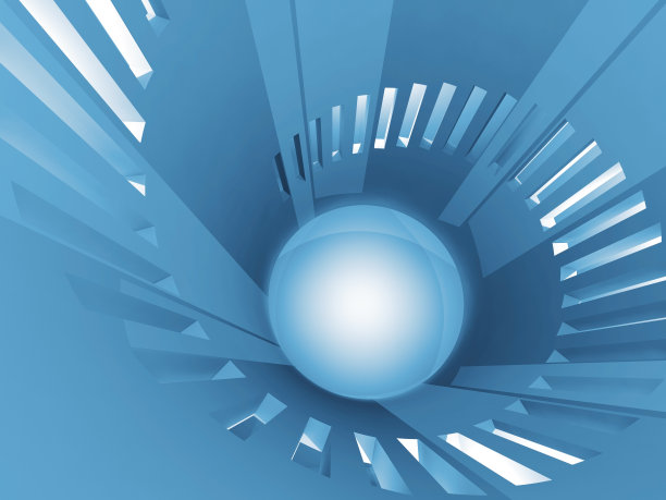 抽象三维圆形螺旋蓝塔内部图片下载