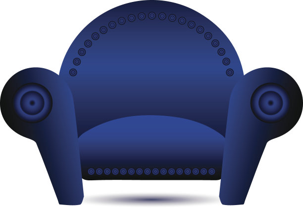 经典的蓝色扶手椅矢量图标图片下载