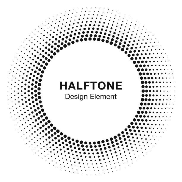 黑色抽象半色调圆形标志设计元素素材图片