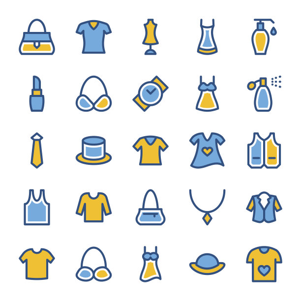 时尚和衣服矢量图标图片下载