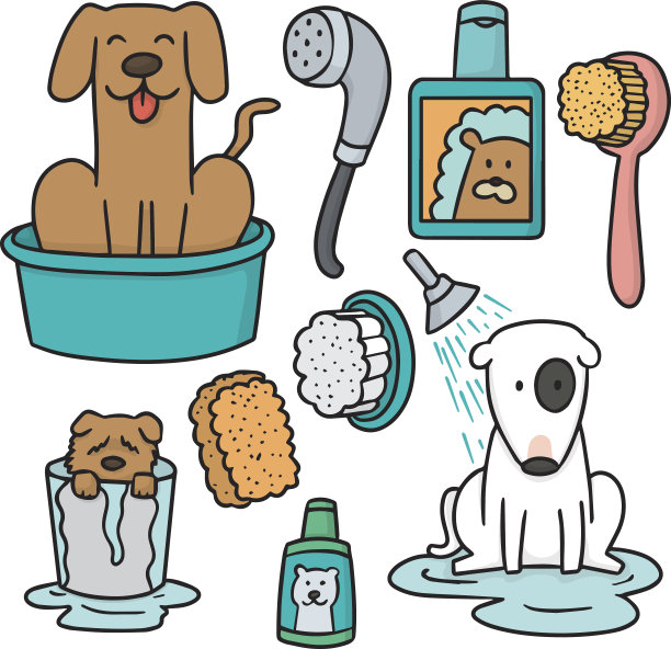 向量集狗淋浴图片下载