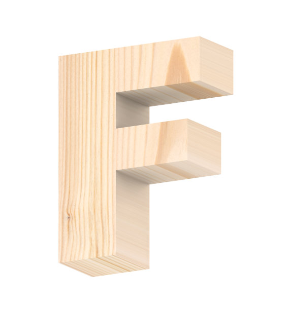 一个字母从松木字母表集孤立在白色。图片下载