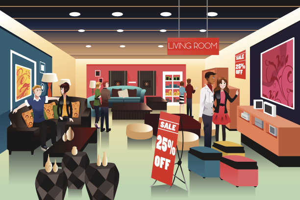 人们在家具店购物图片下载