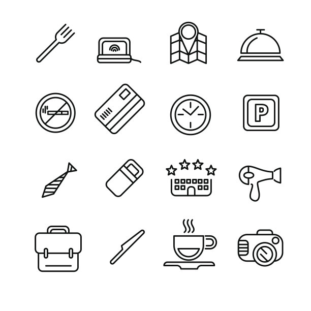 酒店或公寓和旅游图标图片下载