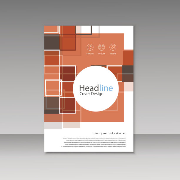 抽象的宣传册模板设计有正方形和圆形图片下载