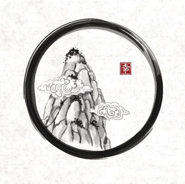 高山山峰，用墨水手绘图片下载