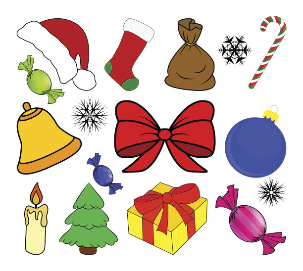圣诞图标集，象征，设计。冬天的矢量图图片下载