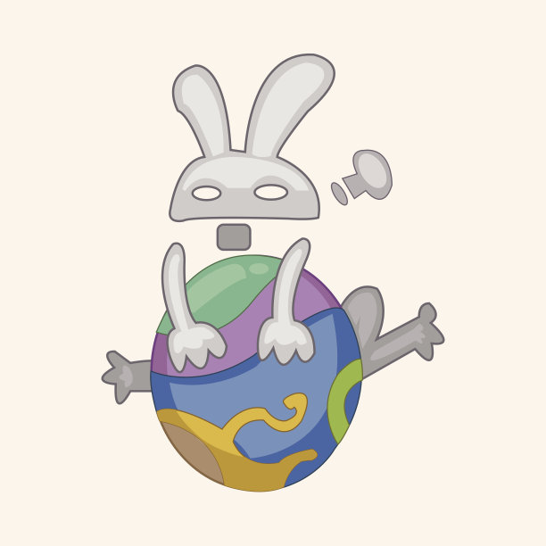 复活节兔子主题元素向量，eps图片下载