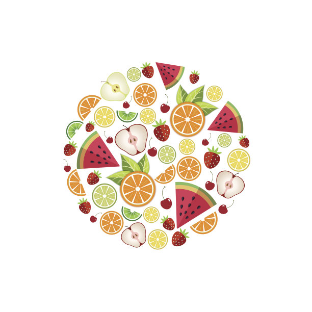 切片水果矢量圆形背景图片下载