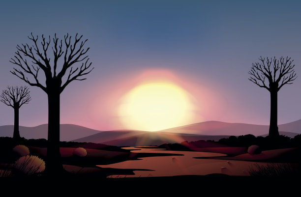 轮廓日落图片下载