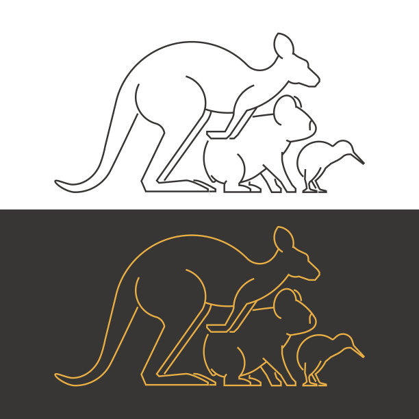 矢量线符号澳洲动物图片下载