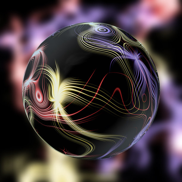 在模糊的背景上带有光谱射线的黑色发光球图片下载