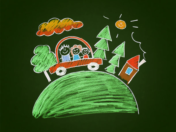 家庭旅行在汽车矢量图片下载