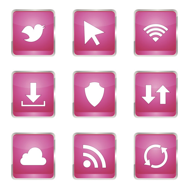 网络互联网社交广场矢量粉色图标设计集图片下载
