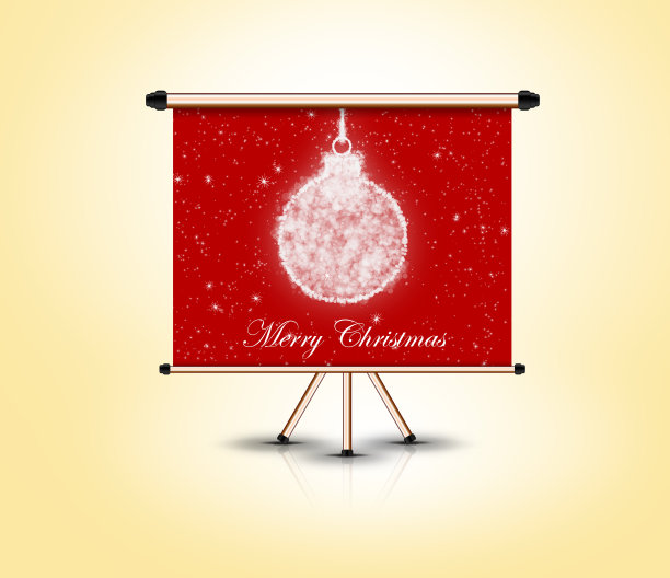 圣诞快乐概念，装饰彩球横幅图片下载