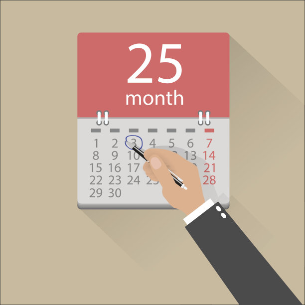 商人的手在日历上标记图片下载